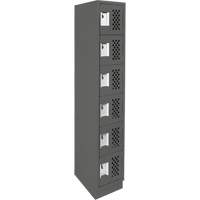 Petits casiers &eacute;conomiques assembl&eacute;s et perfor&eacute;s Clean Line, 6 niveaux, 18" x 72" x 12", Acier Maritime Industrial Rubber