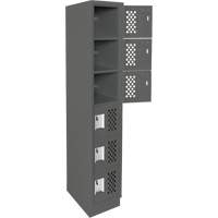 Petits casiers &eacute;conomiques assembl&eacute;s et perfor&eacute;s Clean Line, 6 niveaux, 18" x 72" x 12", Acier Maritime Industrial Rubber