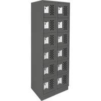 Petits casiers &eacute;conomiques assembl&eacute;s et perfor&eacute;s Clean Line, 6 niveaux, Bloc de 2, 18" x 72" x 12", Acier Maritime Industrial Rubber