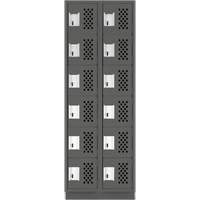 Petits casiers &eacute;conomiques assembl&eacute;s et perfor&eacute;s Clean Line, 6 niveaux, Bloc de 2, 18" x 72" x 12", Acier Maritime Industrial Rubber