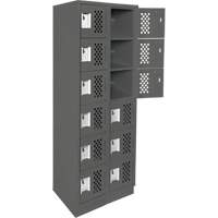 Petits casiers &eacute;conomiques assembl&eacute;s et perfor&eacute;s Clean Line, 6 niveaux, Bloc de 2, 18" x 72" x 12", Acier Maritime Industrial Rubber