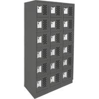 Assembled Lockerettes Clean Line Perforated Economy Lockers, 6 -tier, Bank of 3, 18" x 72" x 12", Steel Maritime Industrial Rubber
