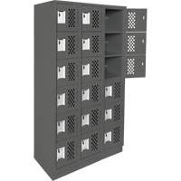 Assembled Lockerettes Clean Line Perforated Economy Lockers, 6 -tier, Bank of 3, 18" x 72" x 12", Steel Maritime Industrial Rubber