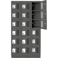 Assembled Lockerettes Clean Line Perforated Economy Lockers, 6 -tier, Bank of 3, 18" x 72" x 12", Steel Maritime Industrial Rubber