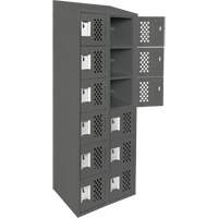 Petit casier perfor&eacute; Clean-Line, 6 niveaux, Bloc de 2, 15" x 72" x 12", Acier Maritime Industrial Rubber