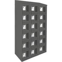 Petit casier perfor&eacute; Clean-Line, 6 niveaux, Bloc de 3, 15" x 72" x 12", Acier Maritime Industrial Rubber