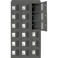 Petit casier perfor&eacute; Clean-Line, 6 niveaux, Bloc de 3, 15" x 72" x 12", Acier Maritime Industrial Rubber