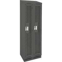Clean Line Lockers, Bank of 2, 24" x 18" x 82", Steel, Charcoal, Rivet (Assembled), Perforated Maritime Industrial Rubber