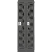 Clean Line Lockers, Bank of 2, 24" x 18" x 82", Steel, Charcoal, Rivet (Assembled), Perforated Maritime Industrial Rubber