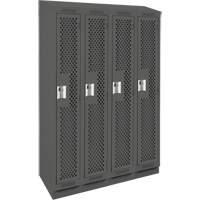 Clean Line Lockers, Bank of 4, 48" x 18" x 82", Steel, Charcoal, Rivet (Assembled), Perforated Maritime Industrial Rubber