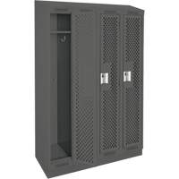 Clean Line Lockers, Bank of 4, 48" x 18" x 82", Steel, Charcoal, Rivet (Assembled), Perforated Maritime Industrial Rubber