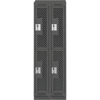 Casiers Clean Line, 2 niveaux, Bloc de 2, 24" x 12" x 82", Acier, Charbon, Rivet (assembl&eacute;), Perfor&eacute; Maritime Industrial Rubber