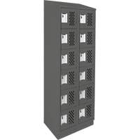 Assembled Lockerettes Clean Line Perforated Economy Lockers, 6 -tier, Bank of 2, 18" x 72" x 12", Steel Maritime Industrial Rubber