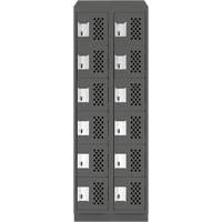 Assembled Lockerettes Clean Line Perforated Economy Lockers, 6 -tier, Bank of 2, 18" x 72" x 12", Steel Maritime Industrial Rubber