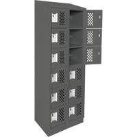 Assembled Lockerettes Clean Line Perforated Economy Lockers, 6 -tier, Bank of 2, 18" x 72" x 12", Steel Maritime Industrial Rubber