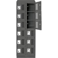 Assembled Lockerettes Clean Line Perforated Economy Lockers, 6 -tier, Bank of 2, 18" x 72" x 12", Steel Maritime Industrial Rubber