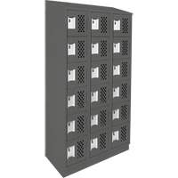 Assembled Lockerettes Clean Line Perforated Economy Lockers, 6 -tier, Bank of 3, 18" x 72" x 12", Steel Maritime Industrial Rubber