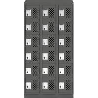Assembled Lockerettes Clean Line Perforated Economy Lockers, 6 -tier, Bank of 3, 18" x 72" x 12", Steel Maritime Industrial Rubber