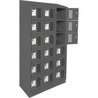 Assembled Lockerettes Clean Line Perforated Economy Lockers, 6 -tier, Bank of 3, 18" x 72" x 12", Steel Maritime Industrial Rubber