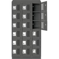 Assembled Lockerettes Clean Line Perforated Economy Lockers, 6 -tier, Bank of 3, 18" x 72" x 12", Steel Maritime Industrial Rubber