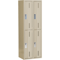 Casiers robustes Concorde, 2 niveaux, Bloc de 2, 24" x 18" x 72", Acier, Beige, Soud&eacute; (assembl&eacute;) Maritime Industrial Rubber