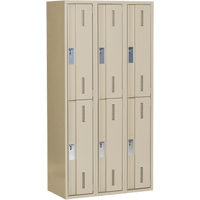 Concorde Heavy-Duty Lockers, 2 -tier, Bank of 3, 36" x 18" x 72", Steel, Beige, Welded (Assembled) Maritime Industrial Rubber