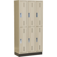 Concorde Heavy-Duty Lockers, 2 -tier, Bank of 3, 36" x 18" x 76", Steel, Beige, Welded (Assembled) Maritime Industrial Rubber