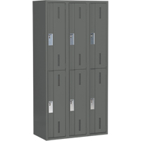 Concorde Heavy-Duty Lockers, 2 -tier, Bank of 3, 36" x 18" x 72", Steel, Charcoal, Welded (Assembled) Maritime Industrial Rubber