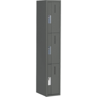 Concorde Heavy-Duty Lockers, 3 -tier, 12" x 18" x 72", Steel, Charcoal, Welded (Assembled) Maritime Industrial Rubber