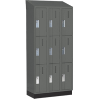 Concorde Heavy-Duty Lockers, 3 -tier, Bank of 3, 36" x 18" x 82", Steel, Charcoal, Welded (Assembled) Maritime Industrial Rubber
