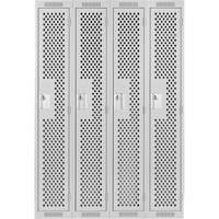 Clean Line Lockers, Bank of 4, 48" x 12" x 72", Steel, Grey, Rivet (Assembled), Perforated Maritime Industrial Rubber