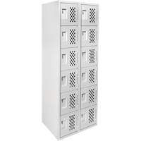 Clean Line Lockerettes, 6 -tier, Bank of 2, 18" x 72" x 12", Steel Maritime Industrial Rubber