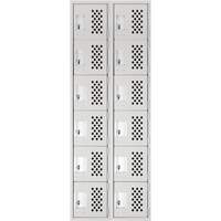 Clean Line Lockerettes, 6 -tier, Bank of 2, 18" x 72" x 12", Steel Maritime Industrial Rubber
