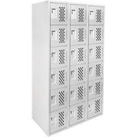 Clean Line Lockerettes, 6 -tier, Bank of 3, 18" x 72" x 12", Steel Maritime Industrial Rubber