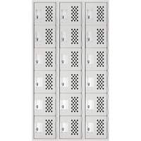 Clean Line Lockerettes, 6 -tier, Bank of 3, 18" x 72" x 12", Steel Maritime Industrial Rubber