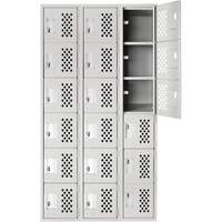 Clean Line Lockerettes, 6 -tier, Bank of 3, 18" x 72" x 12", Steel Maritime Industrial Rubber