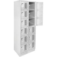 Petits casiers &eacute;conomiques assembl&eacute;s et perfor&eacute;s Clean Line, 6 niveaux, Bloc de 2, 18" x 72" x 12", Acier Maritime Industrial Rubber