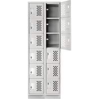 Petits casiers &eacute;conomiques assembl&eacute;s et perfor&eacute;s Clean Line, 6 niveaux, Bloc de 2, 18" x 72" x 12", Acier Maritime Industrial Rubber