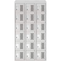 Petit casier perfor&eacute; Clean-Line, 6 niveaux, Bloc de 3, 15" x 72" x 12", Acier Maritime Industrial Rubber
