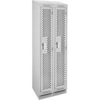 Clean Line Lockers, Bank of 2, 24" x 18" x 82", Steel, Grey, Rivet (Assembled), Perforated Maritime Industrial Rubber