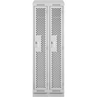 Clean Line Lockers, Bank of 2, 24" x 18" x 82", Steel, Grey, Rivet (Assembled), Perforated Maritime Industrial Rubber