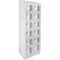 Assembled Lockerettes Clean Line Perforated Economy Lockers, 6 -tier, Bank of 2, 18" x 72" x 12", Steel Maritime Industrial Rubber
