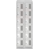 Assembled Lockerettes Clean Line Perforated Economy Lockers, 6 -tier, Bank of 2, 18" x 72" x 12", Steel Maritime Industrial Rubber