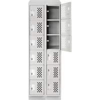 Assembled Lockerettes Clean Line Perforated Economy Lockers, 6 -tier, Bank of 2, 18" x 72" x 12", Steel Maritime Industrial Rubber