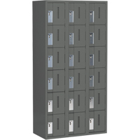 Concorde Heavy-Duty Lockers, 6 -tier, Bank of 3, 36" x 18" x 72", Steel, Charcoal, Welded (Assembled) Maritime Industrial Rubber