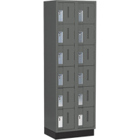Concorde Heavy-Duty Lockers, 6 -tier, Bank of 2, 24" x 18" x 76", Steel, Charcoal, Welded (Assembled) Maritime Industrial Rubber