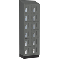 Concorde Heavy-Duty Lockers, 6 -tier, Bank of 2, 24" x 18" x 82", Steel, Charcoal, Welded (Assembled) Maritime Industrial Rubber