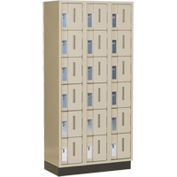 Concorde Heavy-Duty Lockers, 6 -tier, Bank of 3, 36" x 18" x 76", Steel, Beige, Welded (Assembled) Maritime Industrial Rubber