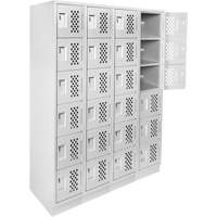Casiers &eacute;conomiques perfor&eacute;s et assembl&eacute;s Clean Line, 6 niveaux, Bloc de 4, 18" x 72" x 12", Acier Maritime Industrial Rubber