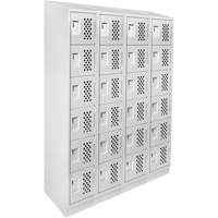 Casiers &eacute;conomiques perfor&eacute;s et assembl&eacute;s Clean Line, 6 niveaux, Bloc de 4, 18" x 72" x 12", Acier Maritime Industrial Rubber